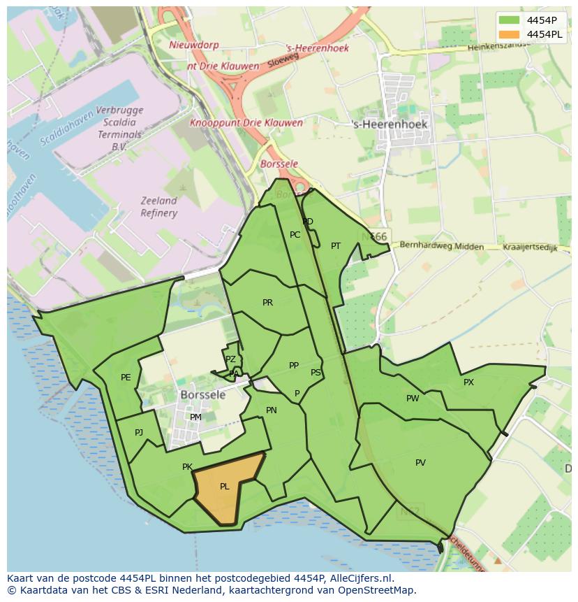 Afbeelding van het postcodegebied 4454 PL op de kaart.