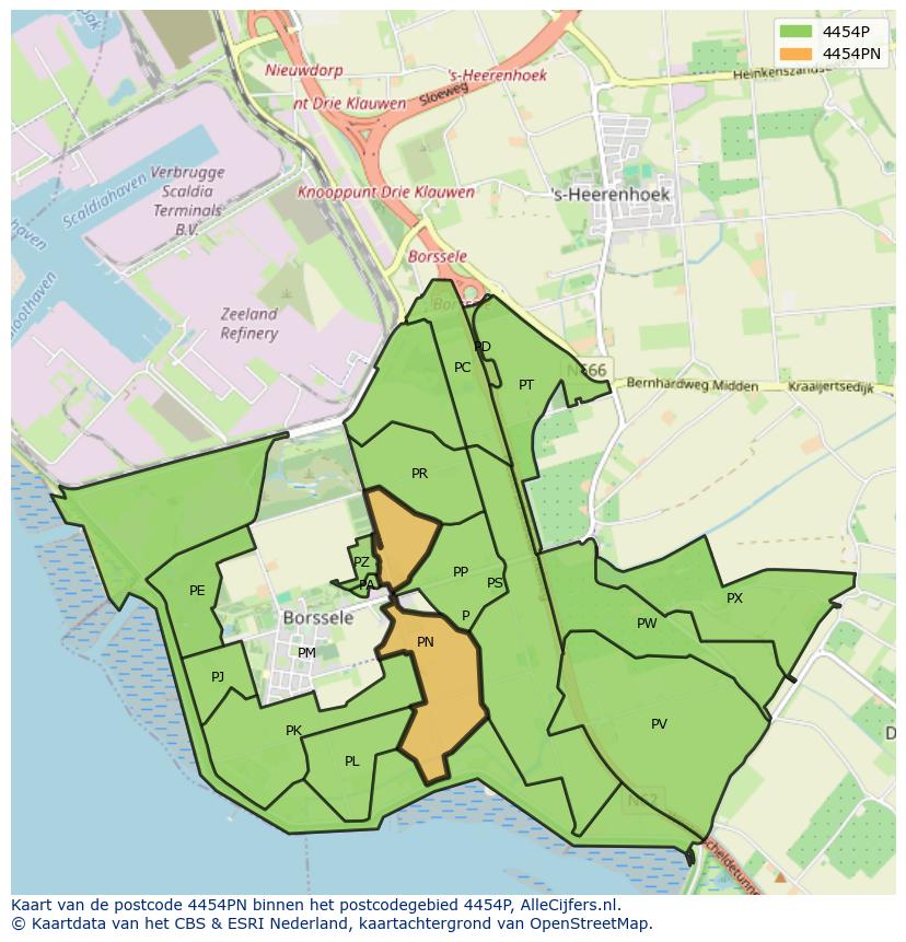 Afbeelding van het postcodegebied 4454 PN op de kaart.