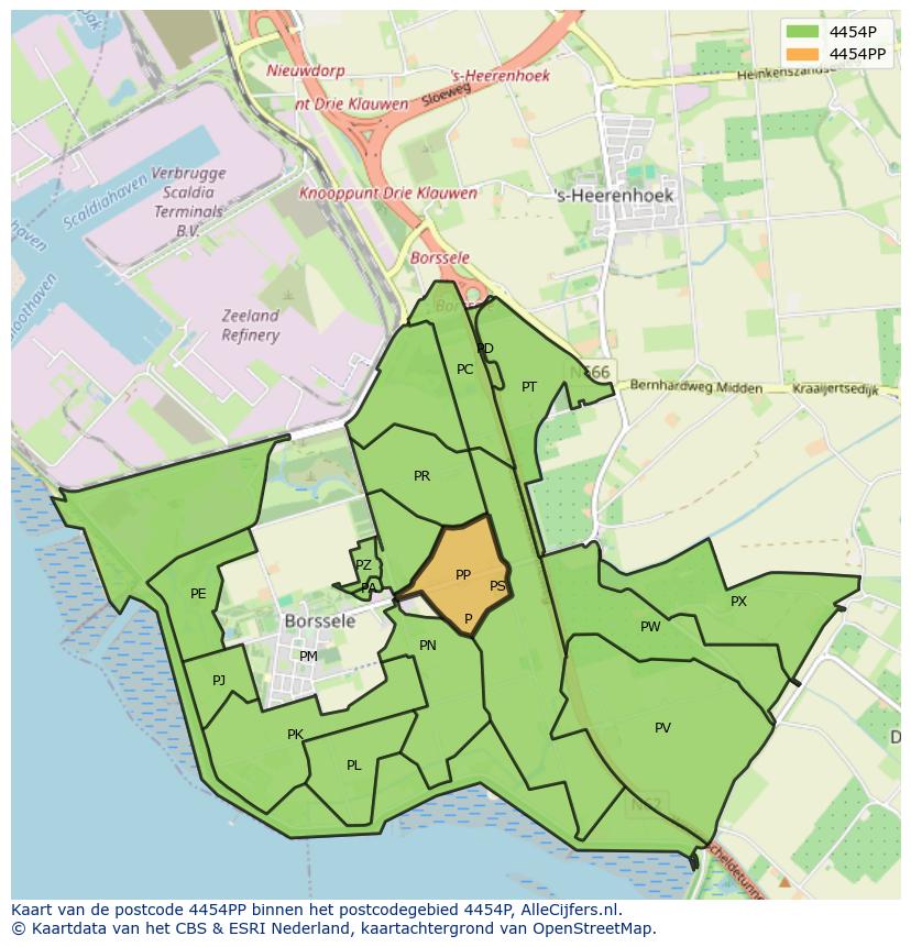 Afbeelding van het postcodegebied 4454 PP op de kaart.