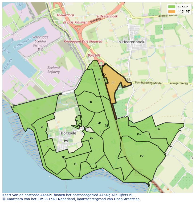 Afbeelding van het postcodegebied 4454 PT op de kaart.