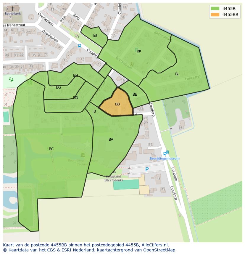 Afbeelding van het postcodegebied 4455 BB op de kaart.