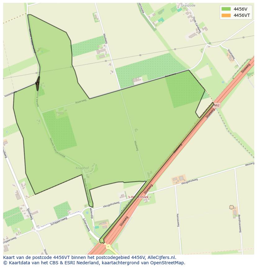 Afbeelding van het postcodegebied 4456 VT op de kaart.
