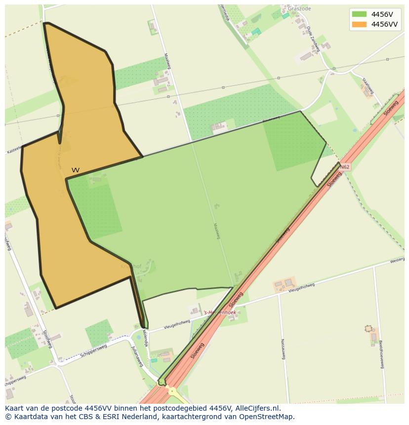 Afbeelding van het postcodegebied 4456 VV op de kaart.