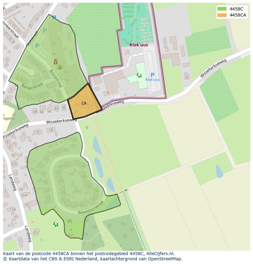 Afbeelding van het postcodegebied 4458 CA op de kaart.
