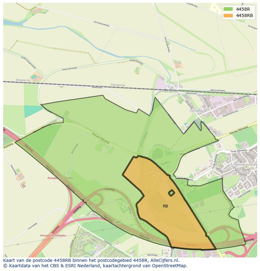 Afbeelding van het postcodegebied 4458 RB op de kaart.