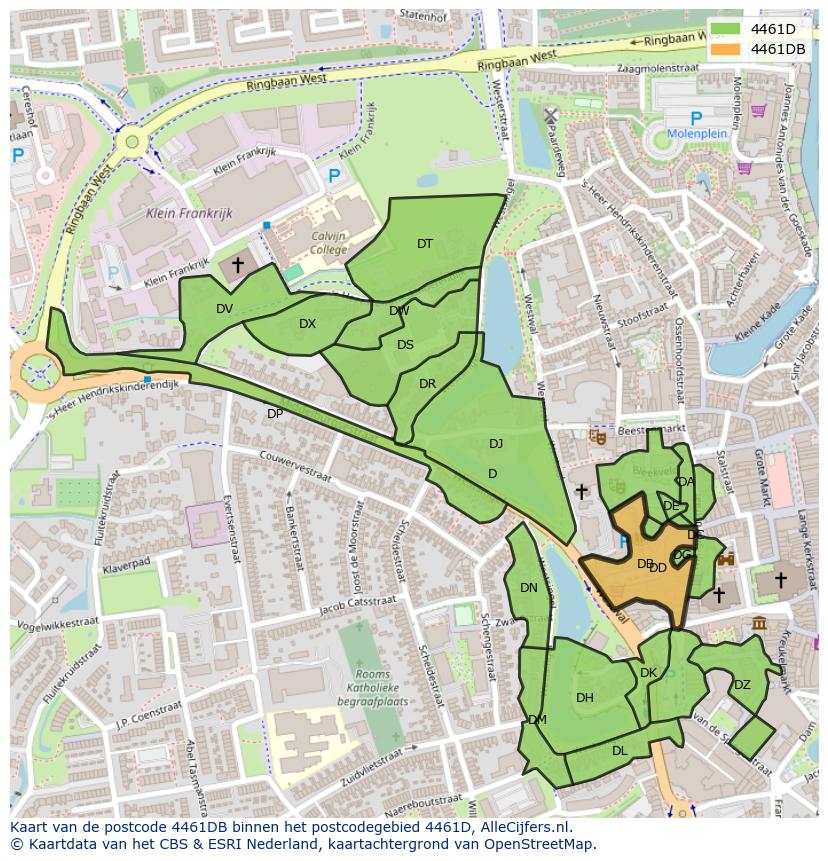 Afbeelding van het postcodegebied 4461 DB op de kaart.