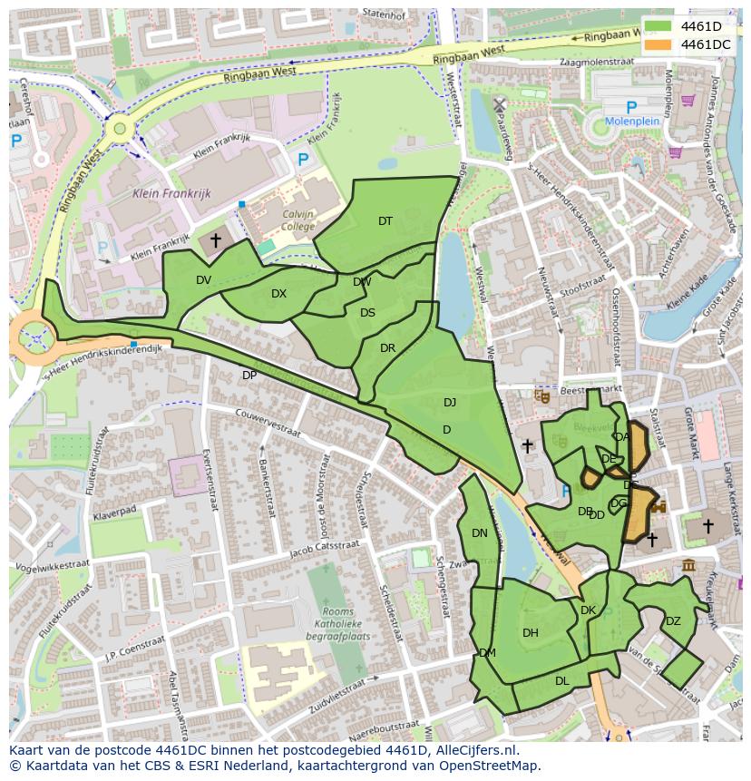 Afbeelding van het postcodegebied 4461 DC op de kaart.