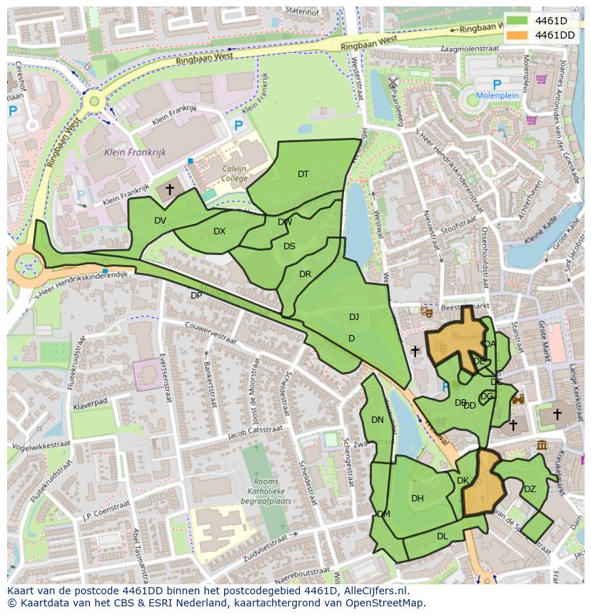 Afbeelding van het postcodegebied 4461 DD op de kaart.