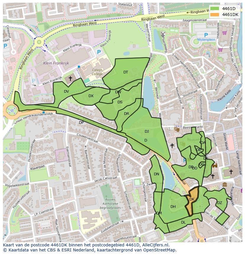 Afbeelding van het postcodegebied 4461 DK op de kaart.