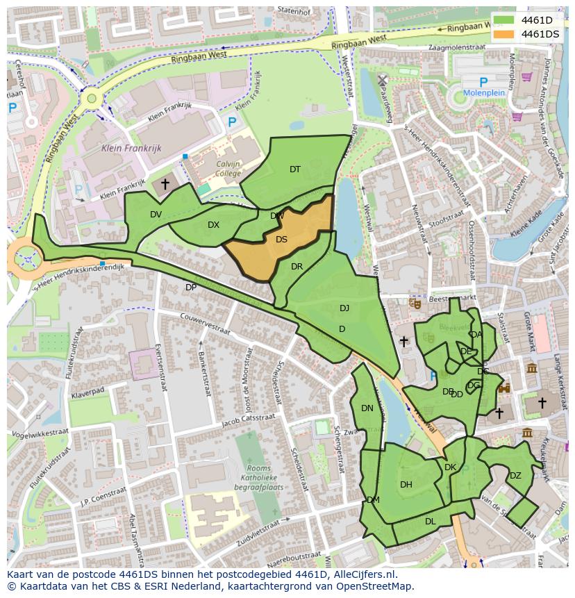 Afbeelding van het postcodegebied 4461 DS op de kaart.