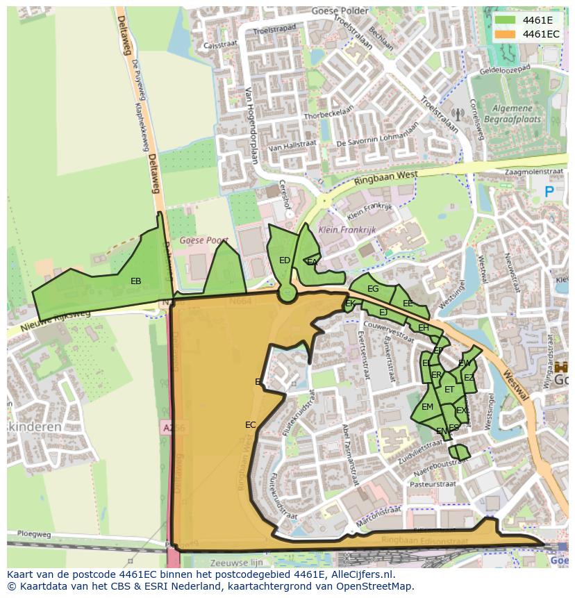Afbeelding van het postcodegebied 4461 EC op de kaart.