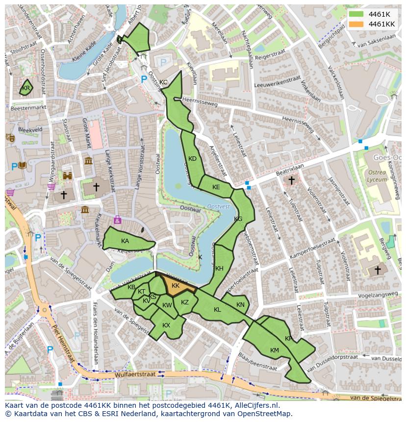 Afbeelding van het postcodegebied 4461 KK op de kaart.