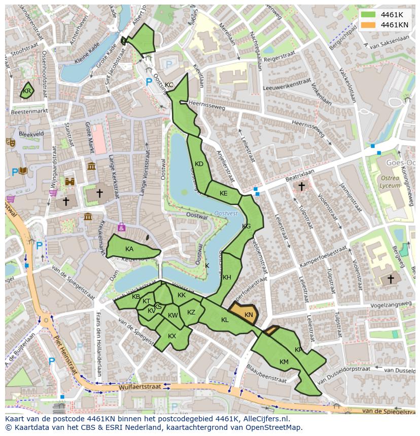 Afbeelding van het postcodegebied 4461 KN op de kaart.