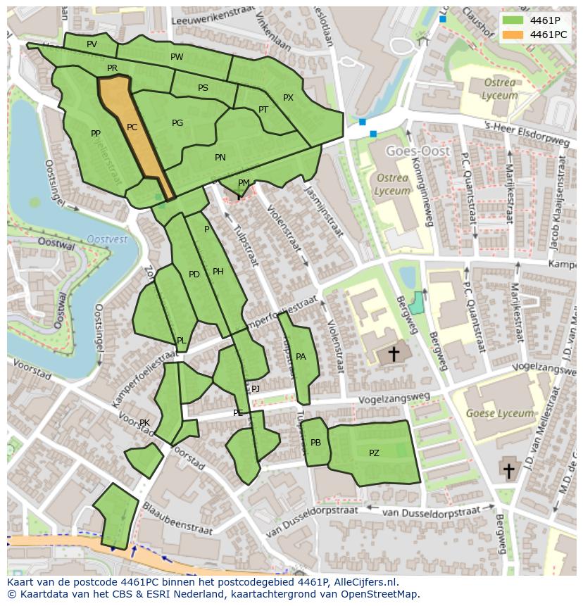 Afbeelding van het postcodegebied 4461 PC op de kaart.