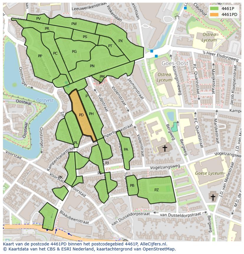 Afbeelding van het postcodegebied 4461 PD op de kaart.