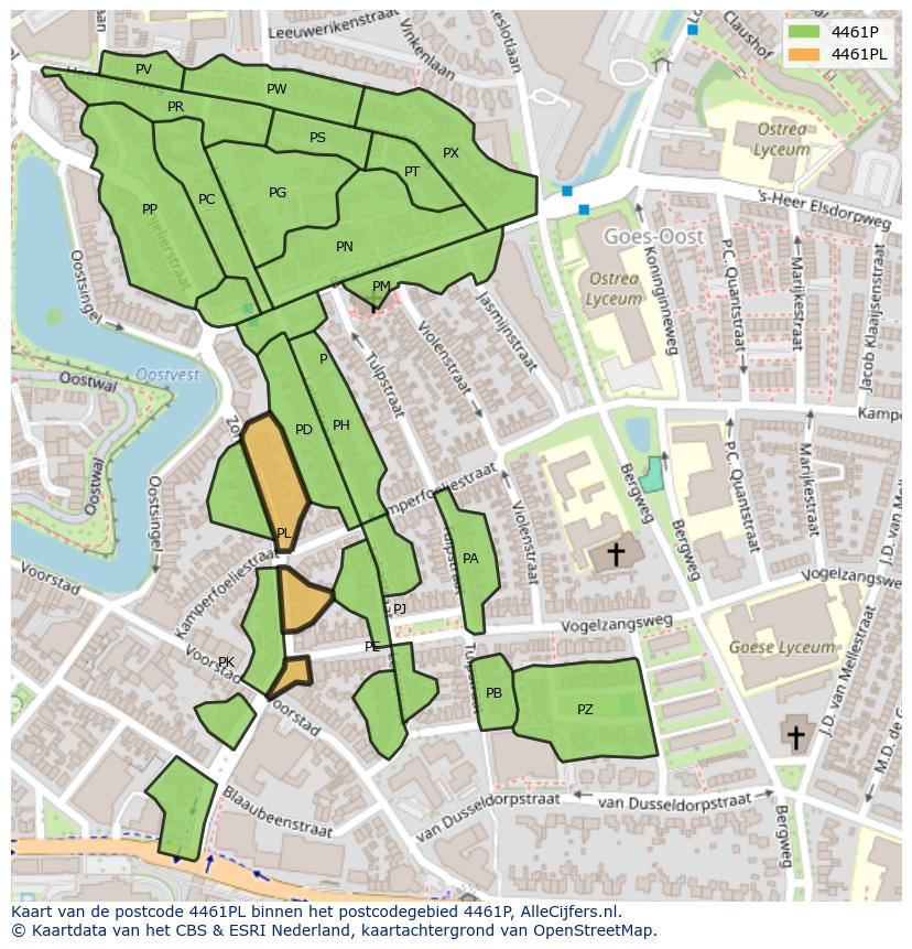 Afbeelding van het postcodegebied 4461 PL op de kaart.