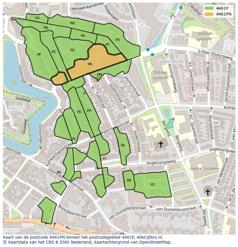 Afbeelding van het postcodegebied 4461 PN op de kaart.