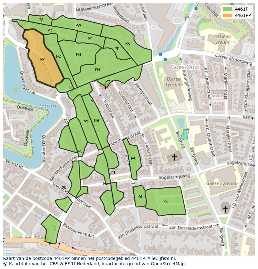 Afbeelding van het postcodegebied 4461 PP op de kaart.