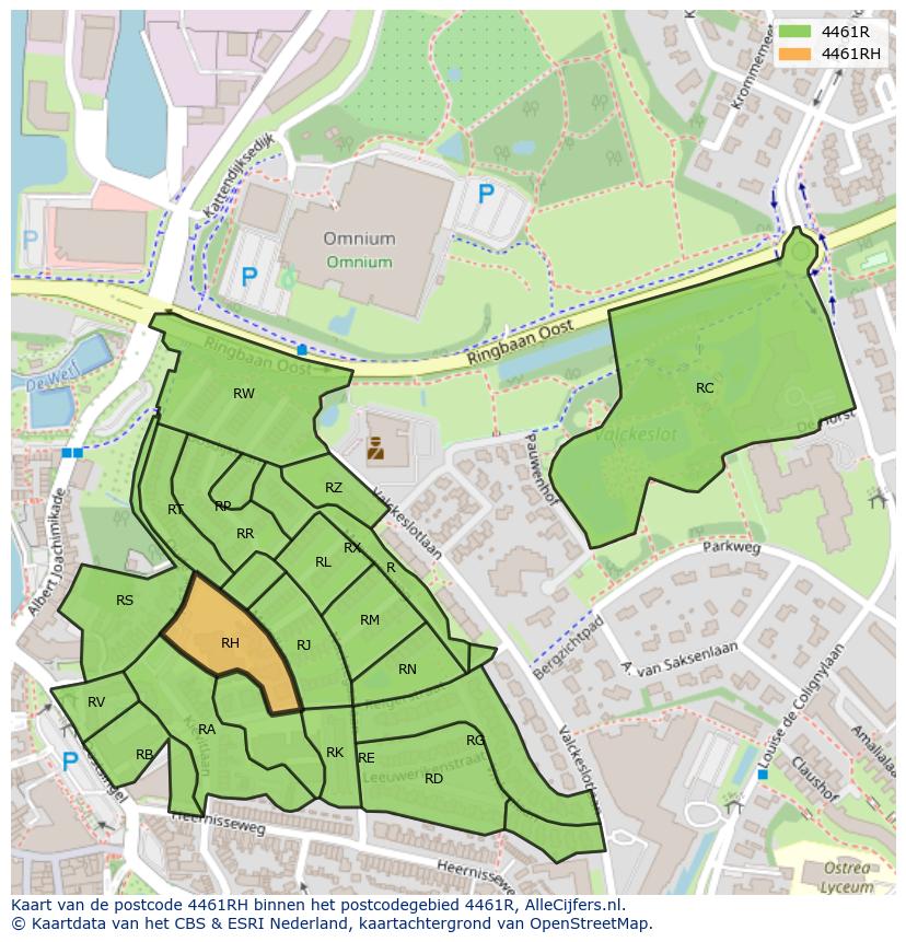 Afbeelding van het postcodegebied 4461 RH op de kaart.