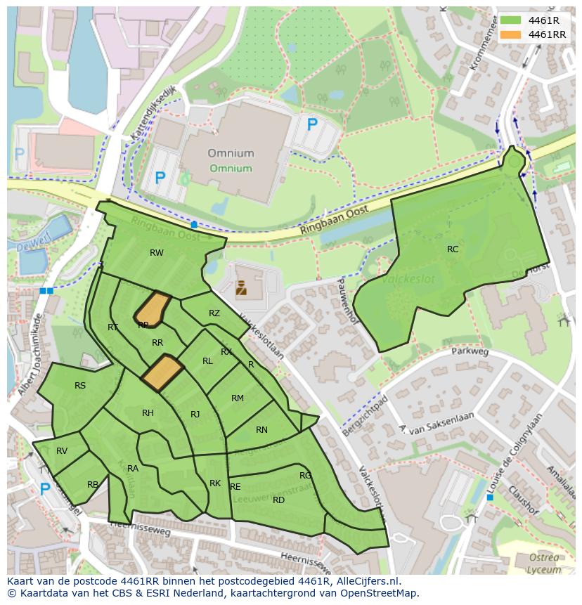 Afbeelding van het postcodegebied 4461 RR op de kaart.
