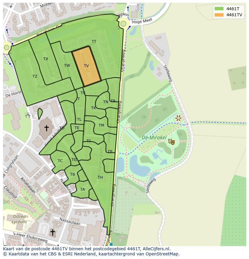 Afbeelding van het postcodegebied 4461 TV op de kaart.