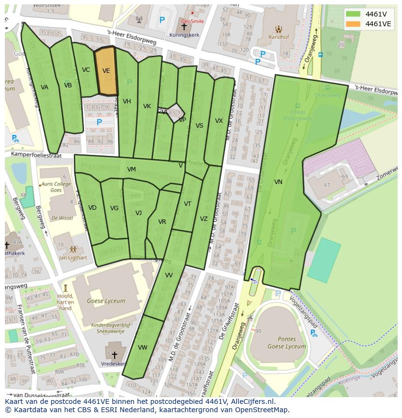 Afbeelding van het postcodegebied 4461 VE op de kaart.
