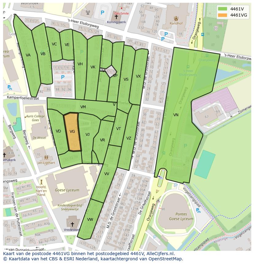 Afbeelding van het postcodegebied 4461 VG op de kaart.