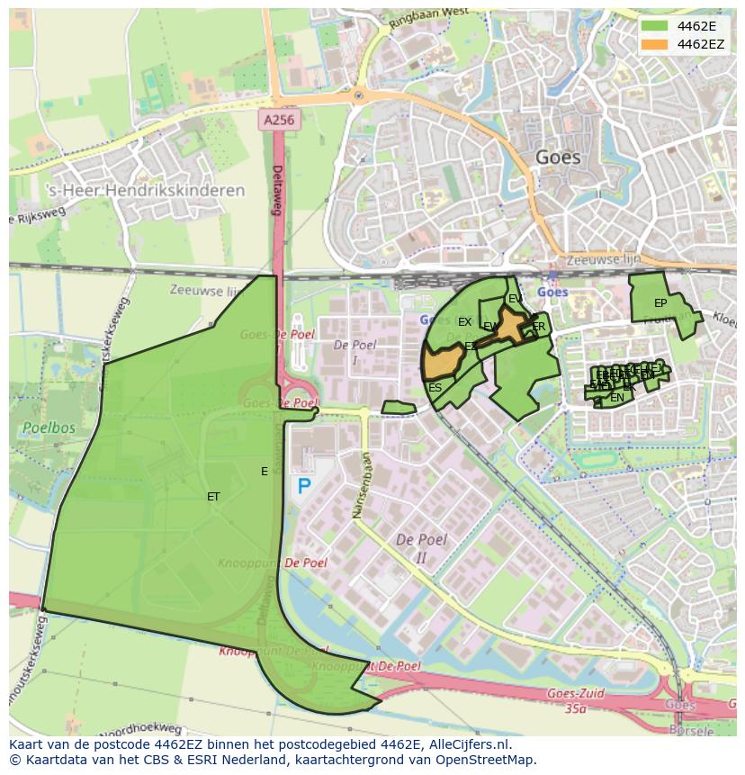 Afbeelding van het postcodegebied 4462 EZ op de kaart.