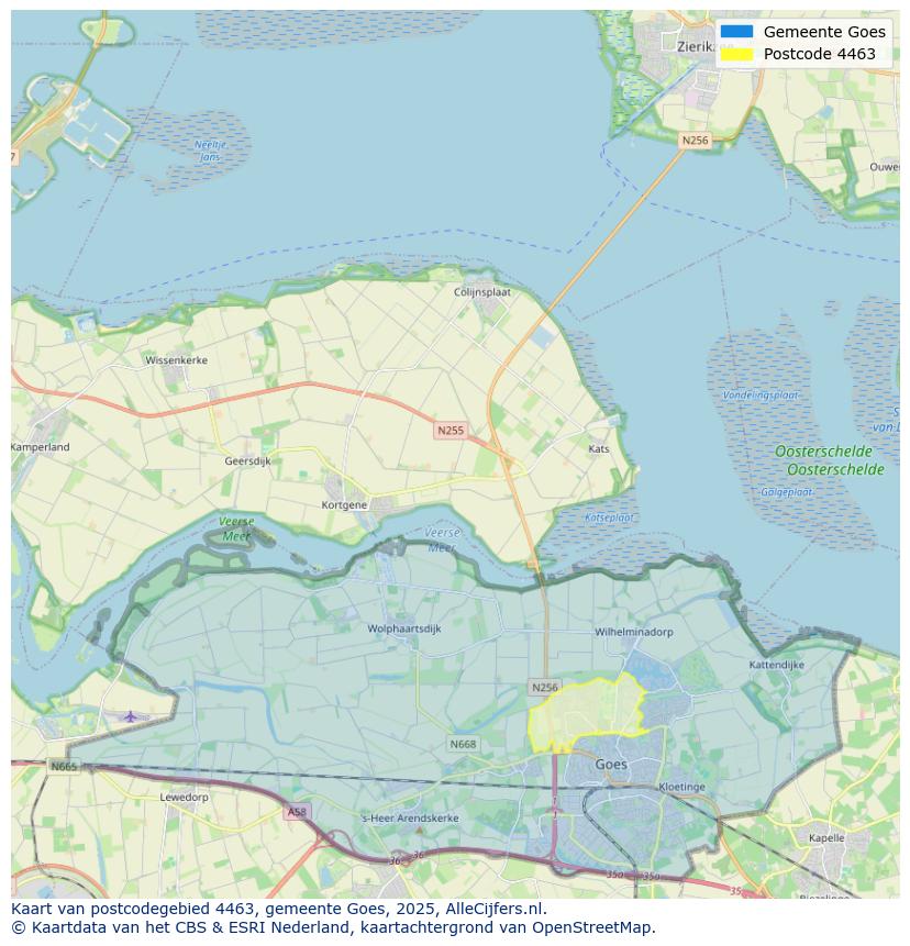Afbeelding van het postcodegebied 4463 op de kaart.