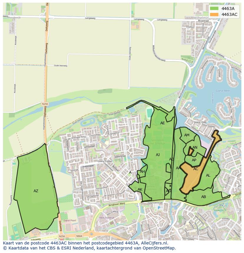 Afbeelding van het postcodegebied 4463 AC op de kaart.