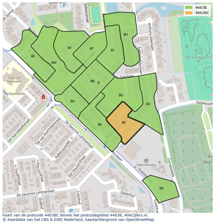 Afbeelding van het postcodegebied 4463 BC op de kaart.