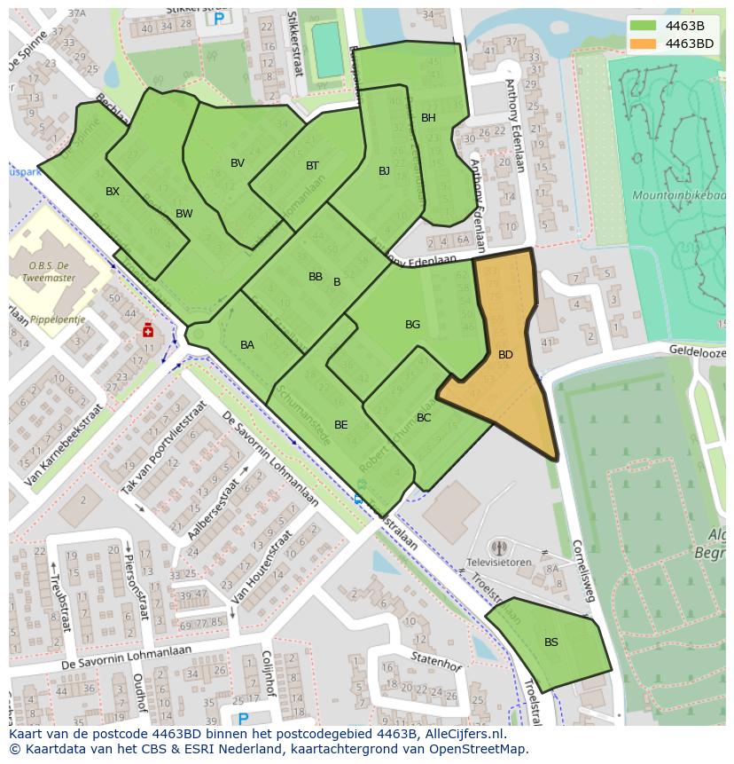 Afbeelding van het postcodegebied 4463 BD op de kaart.
