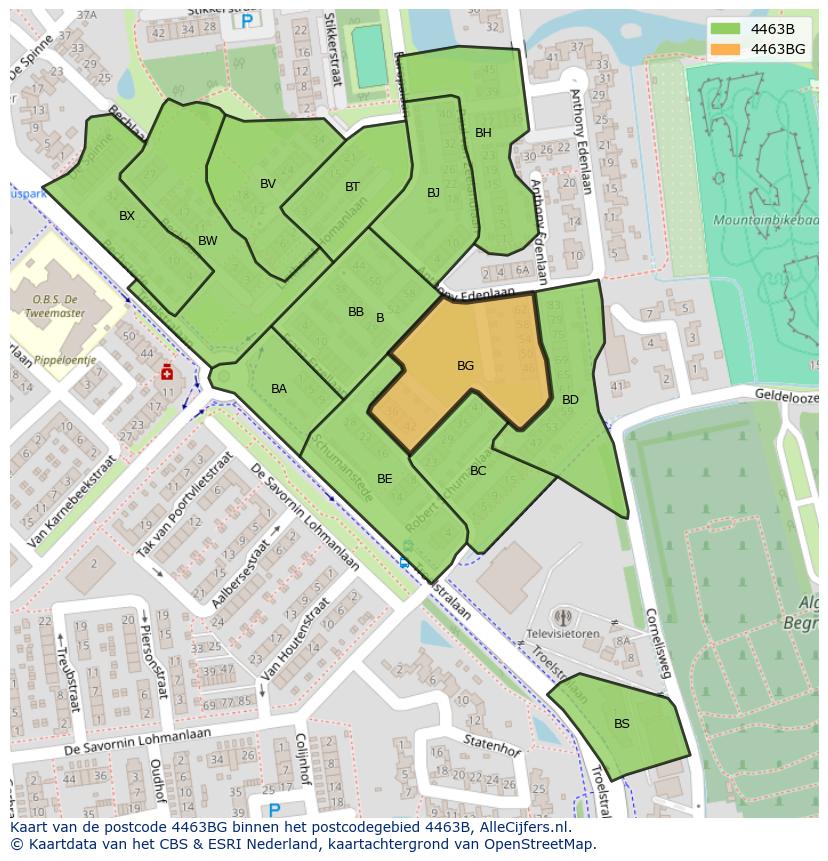 Afbeelding van het postcodegebied 4463 BG op de kaart.