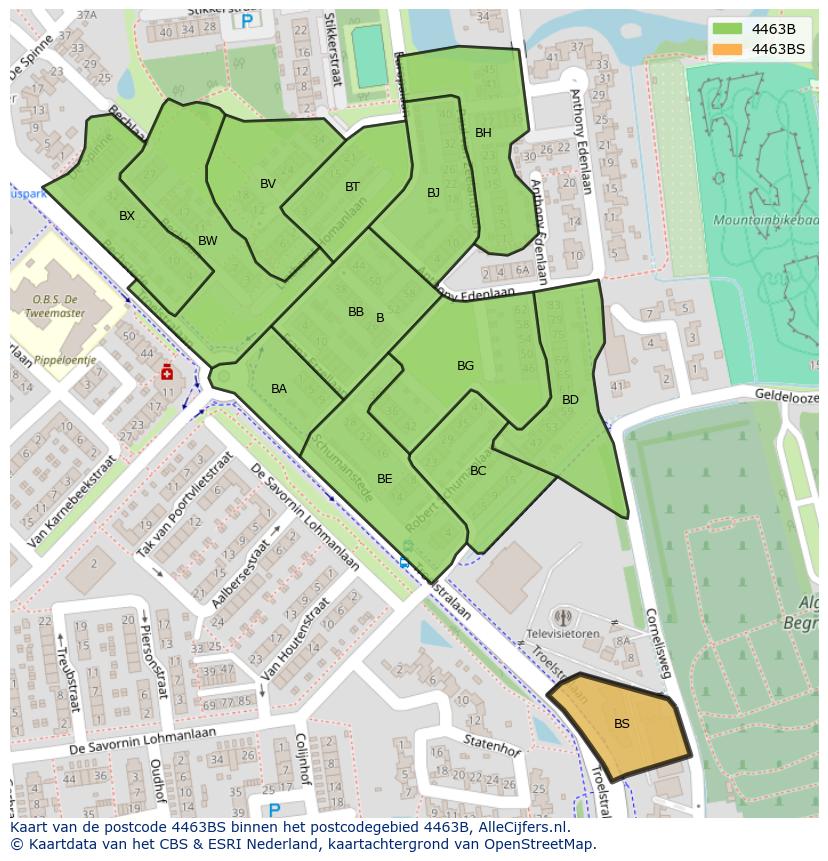 Afbeelding van het postcodegebied 4463 BS op de kaart.