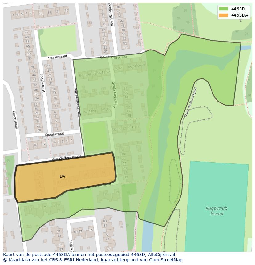 Afbeelding van het postcodegebied 4463 DA op de kaart.