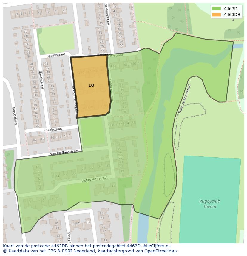 Afbeelding van het postcodegebied 4463 DB op de kaart.