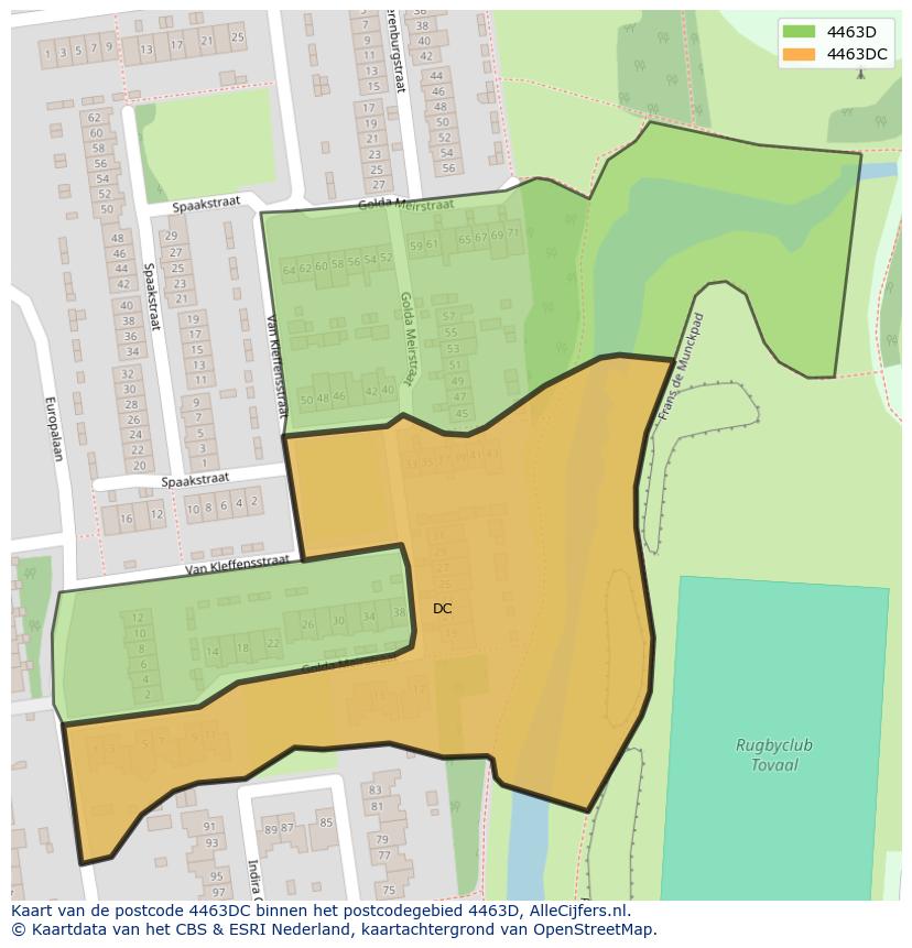 Afbeelding van het postcodegebied 4463 DC op de kaart.