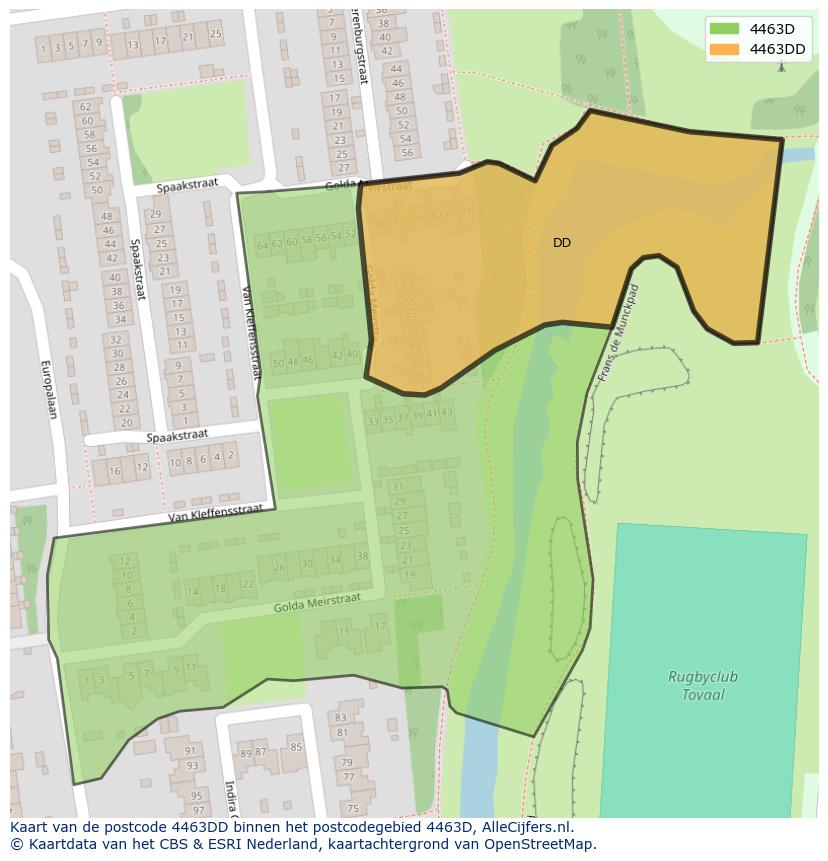 Afbeelding van het postcodegebied 4463 DD op de kaart.