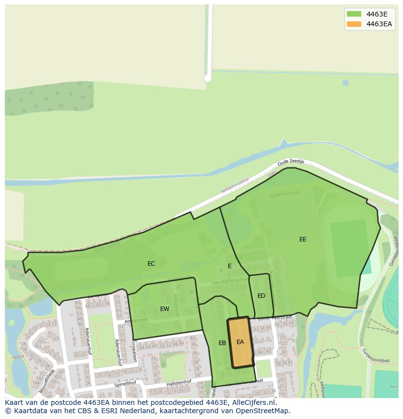 Afbeelding van het postcodegebied 4463 EA op de kaart.