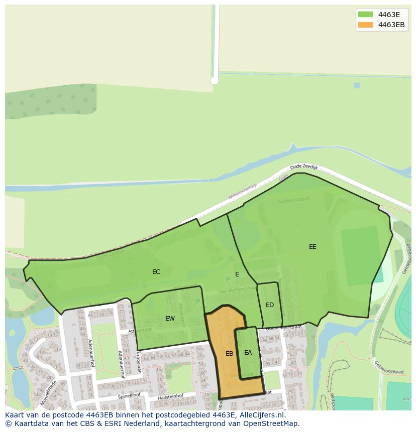 Afbeelding van het postcodegebied 4463 EB op de kaart.