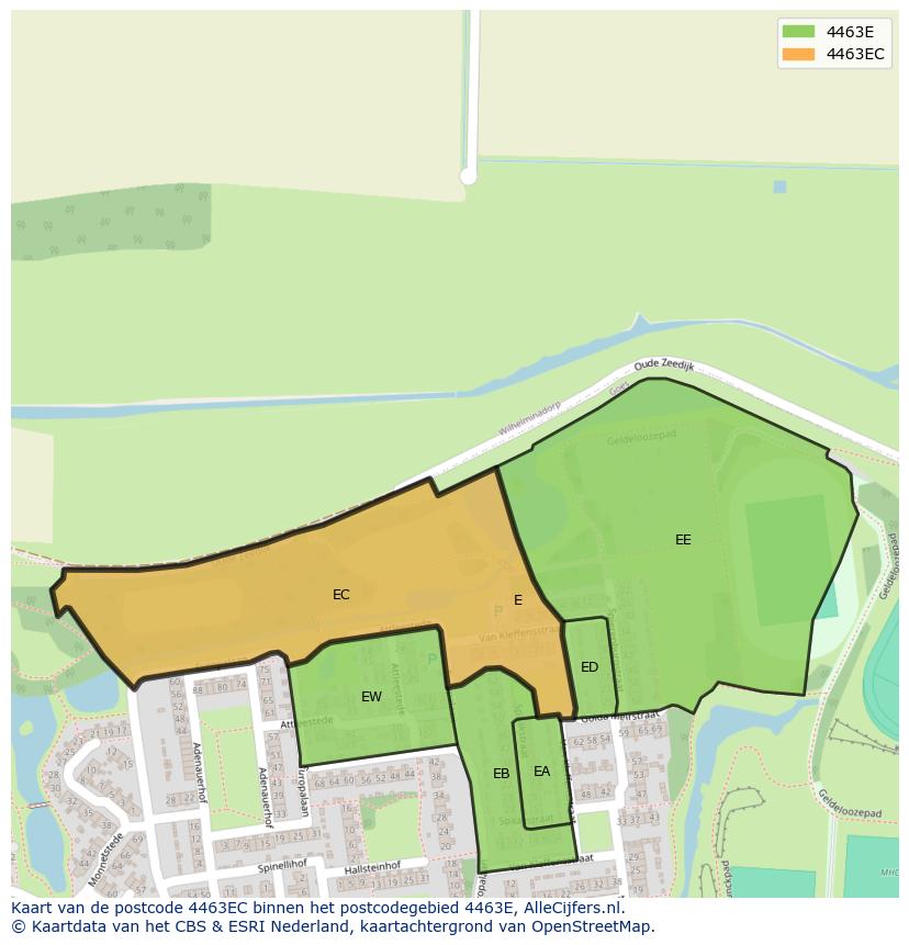 Afbeelding van het postcodegebied 4463 EC op de kaart.