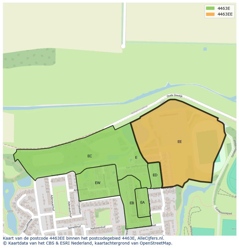Afbeelding van het postcodegebied 4463 EE op de kaart.