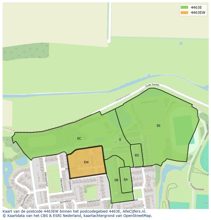 Afbeelding van het postcodegebied 4463 EW op de kaart.