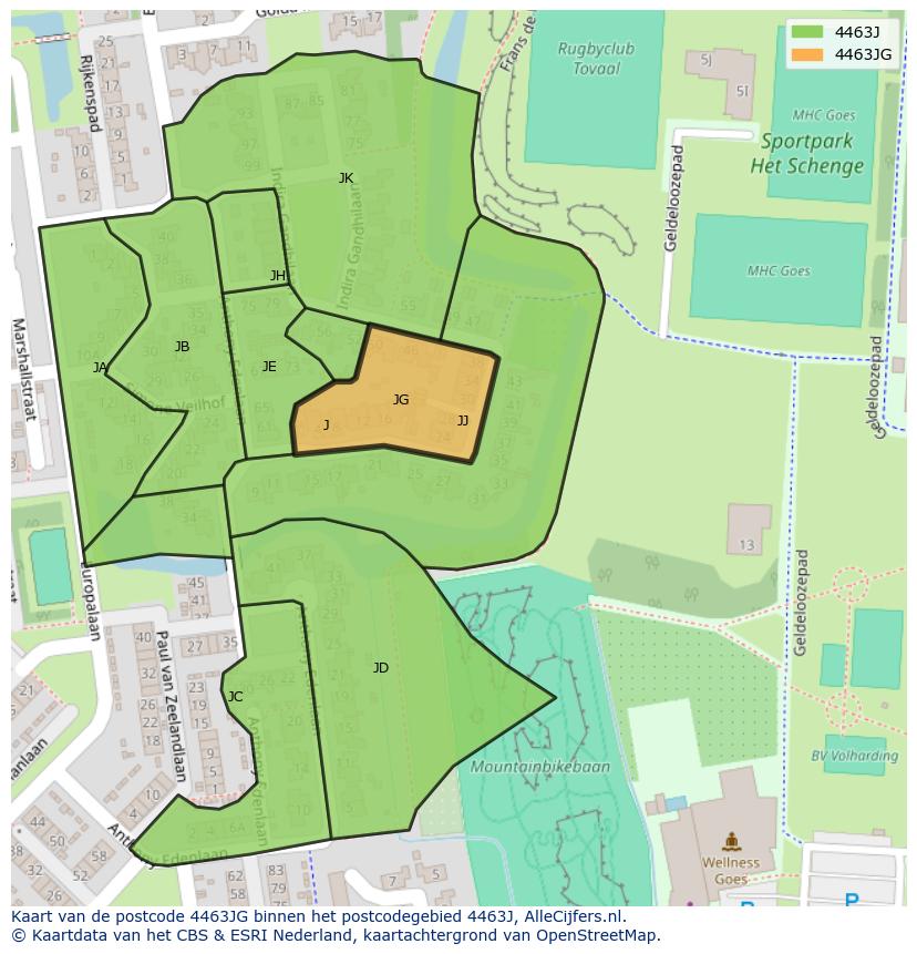 Afbeelding van het postcodegebied 4463 JG op de kaart.
