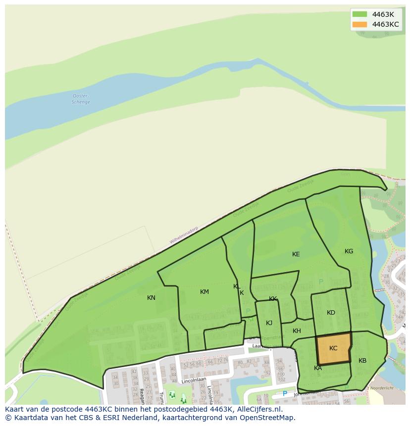 Afbeelding van het postcodegebied 4463 KC op de kaart.
