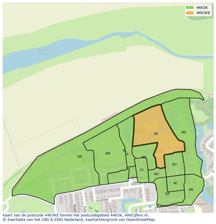 Afbeelding van het postcodegebied 4463 KE op de kaart.