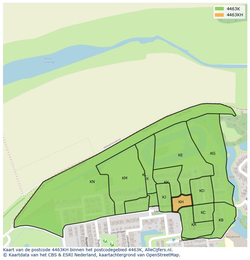 Afbeelding van het postcodegebied 4463 KH op de kaart.