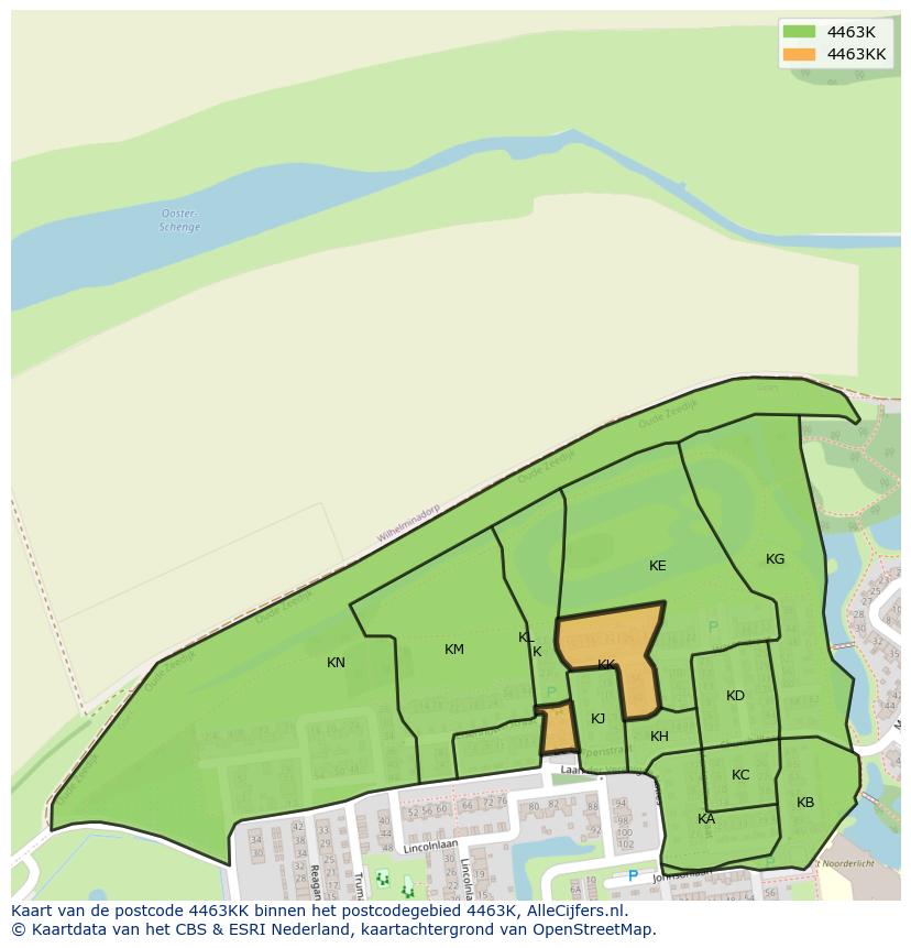 Afbeelding van het postcodegebied 4463 KK op de kaart.