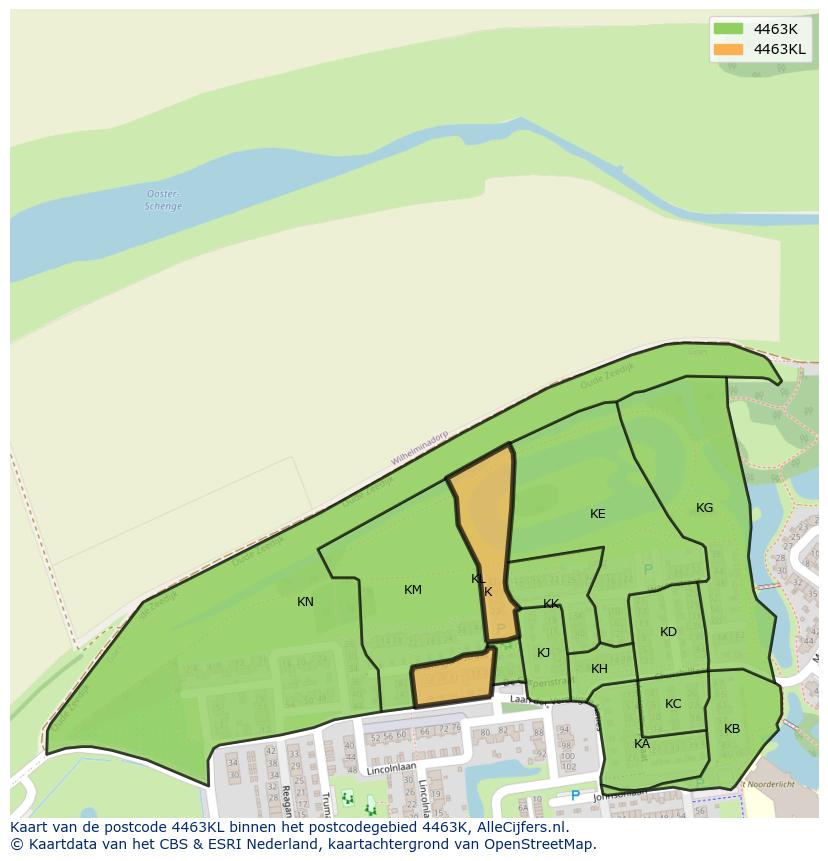 Afbeelding van het postcodegebied 4463 KL op de kaart.