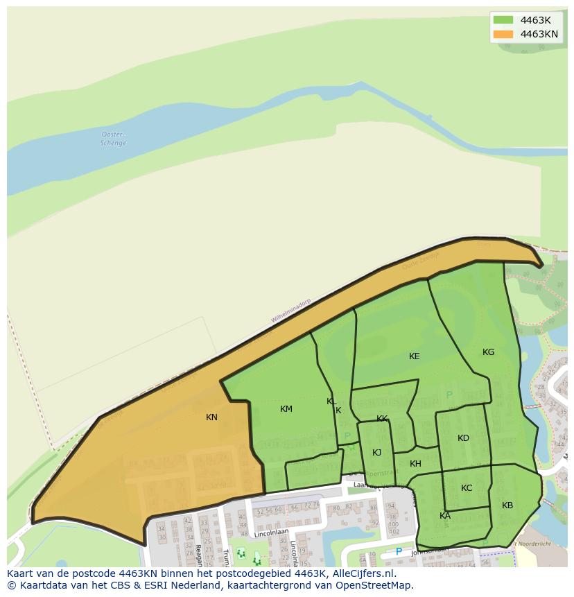 Afbeelding van het postcodegebied 4463 KN op de kaart.